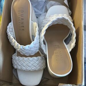 Journee Collection Women's White Braided Sandals